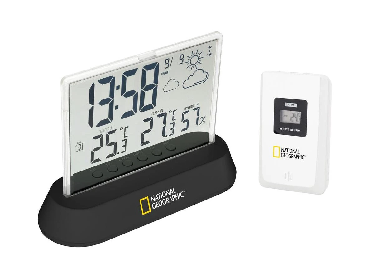 National Geographic Weerstation - Transparant - Incl. Wekkerfunctie - Draadloos - Afbeelding 9