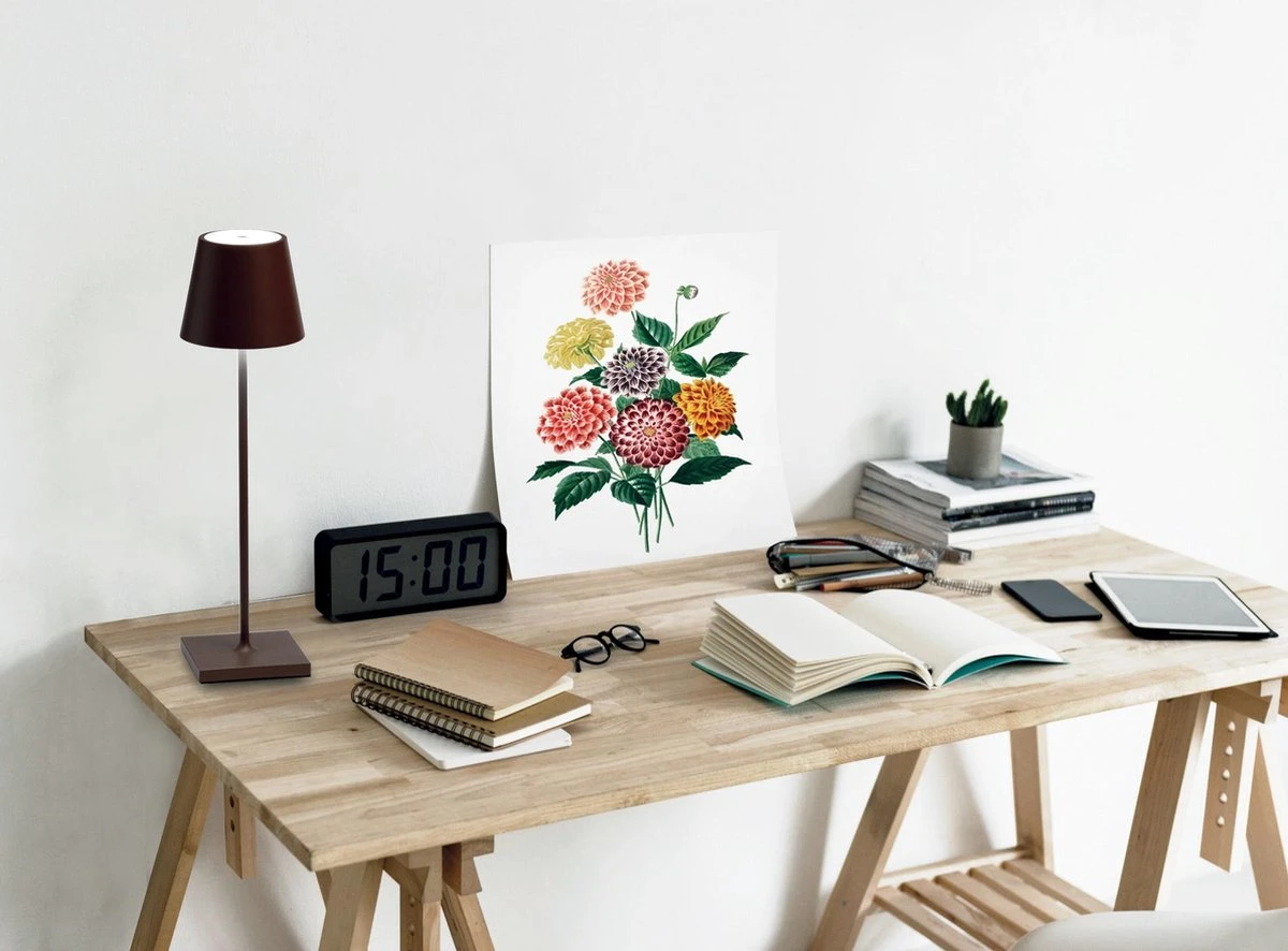 Zafferano - Poldina Pro Hoog - Bruin/ Roest - H38cm - Ledlamp - Terraslamp - Bureaulamp – Tafellamp – Snoerloos – Verplaatsbaar – Duurzaam - Voor Binnen En Buiten – LED - Dimbaar - 3000K – IP54 Spat Waterdicht - USB Oplaadbaar - Afbeelding 4