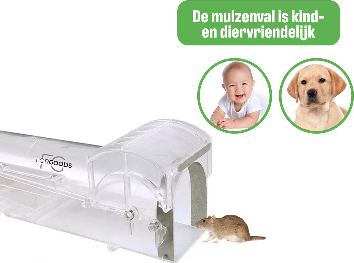 Forgoods Muizenval - Diervriendelijke Muizenval Voor Binnen En Buiten - Rattenval - Met Schoonmaakborstel - Model 2023 - Afbeelding 8