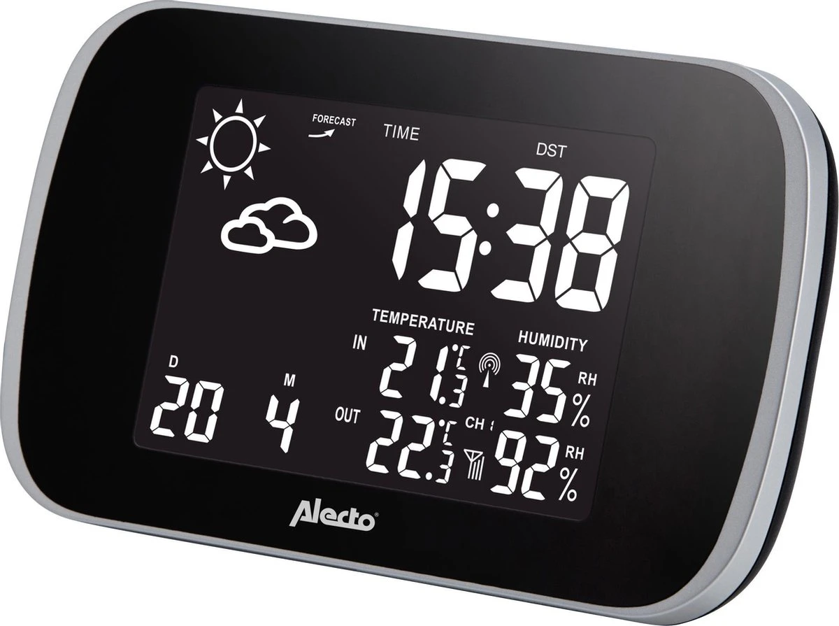 Alecto WS-1650 Weerstation - Draadloze Buitensensor En Geanimeerde Weersvoorspelling - Zwart - Afbeelding 3