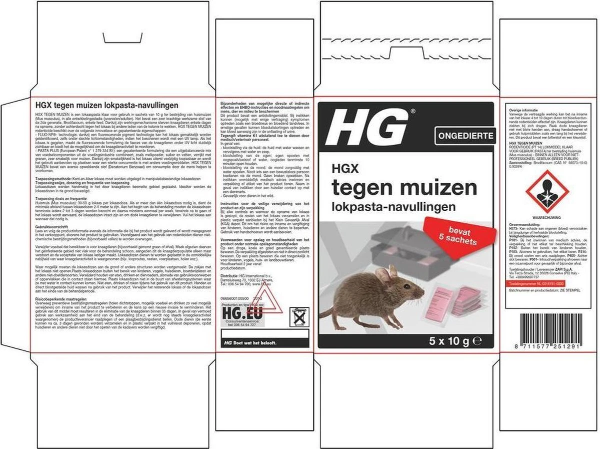 HGX Tegen Muizen Lokpasta Navullingen - NL-0018191-0000 - 50gr - Effectieve Bestrijdingsmiddel - Bevat 5 Sachets - Afbeelding 2