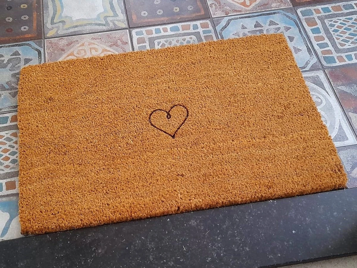 Deurmat Hartje - Kokos Deurmat Voor Binnen En Buiten - Deurmat Met Tekst - Deurmat Grappig - Cadeau - Afbeelding 2