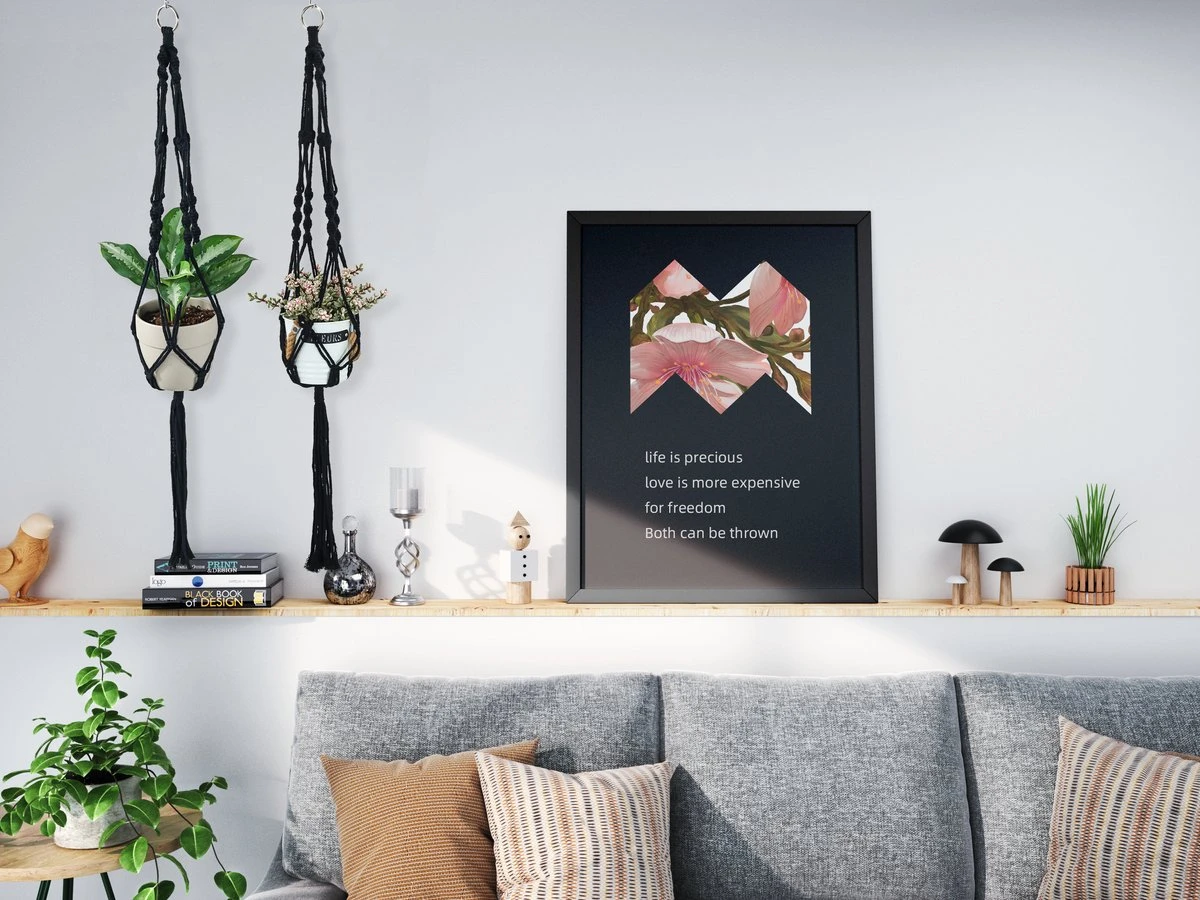 4 Stuks Zwarte Macrame Plantenhangers - Boho Handgeweven Katoen Hangpot Voor Binnen/Buiten - Hangende Bloempot Met Kralen - Macramé Touw/Koord Hangplant Houder - Bohemian Wandhanger Decoratie - Plant Hanger - Verticale Tuin Bloempothouder Planthanger - Afbeelding 2