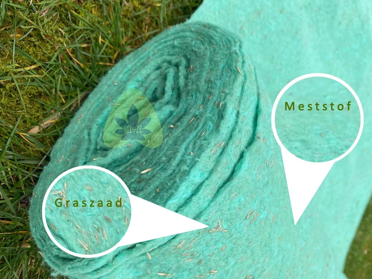 Graszaadmat - Graszaden - Gras Reparatie - Gras Aanleg - Gras Herstel - Graszaad Op Rol - Grasrol - Zeer Gemakkelijk In Gebruik - Biologisch Gras - 0,90X11,1=9,99m2