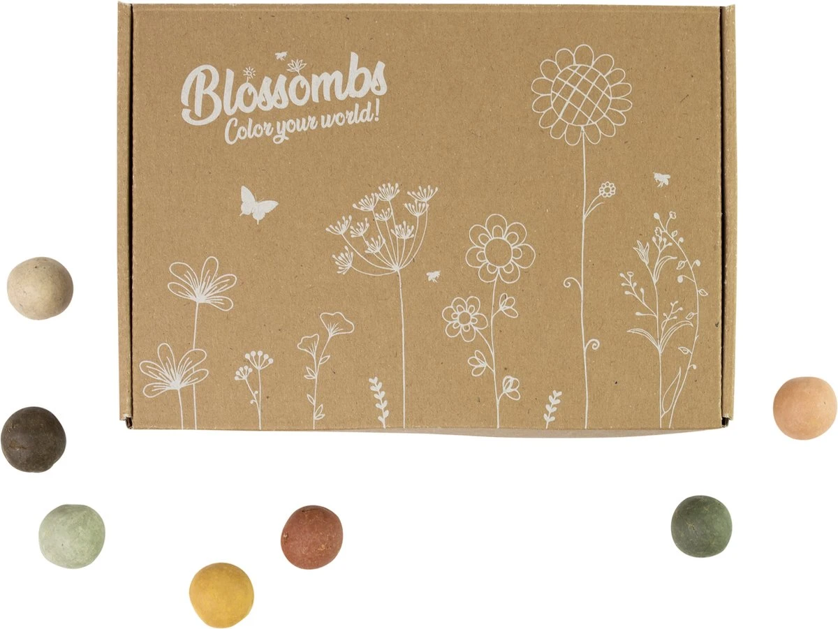 Blossombs Giftbox Small - 7 Blossombs - Bloembommetjes - Zaadbommetjes - Vlinders - Bijen - Biologisch - Ecologisch - Verjaardag - Communie - Doopsuiker - Valentijn - Afbeelding 3