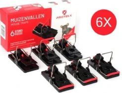 PROTEKX Muizenval - 6 Stuks - Voor Binnen En Buiten - Extra Sterk - Niet Giftig - Hygiënisch - Hoge Vangkans - Ongedierte Verjager