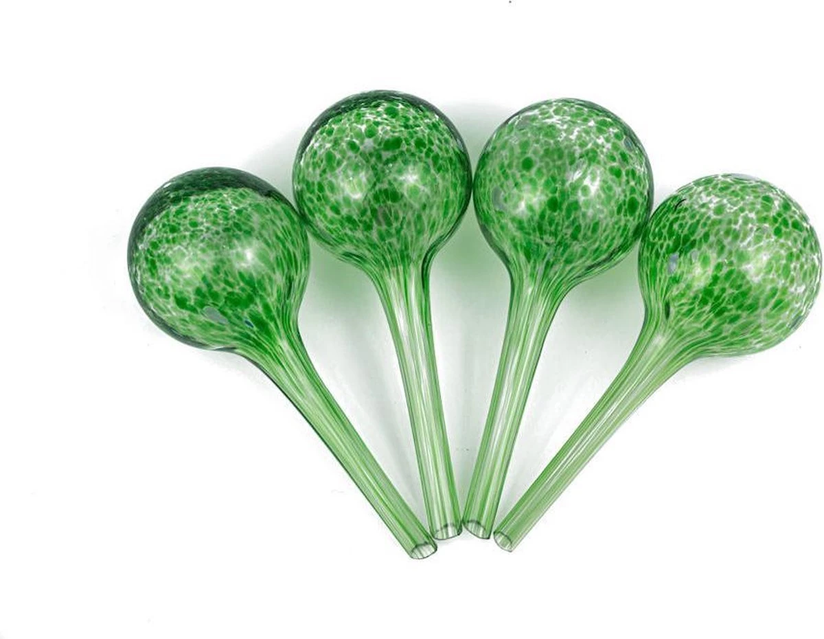 Merkloos Decopatent® 4 Stuks - Waterdruppelaar Voor Planten - Watergever - Glas - Waterbollen - Watergeefsysteem - Plantenbollen - Groen - Afbeelding 9