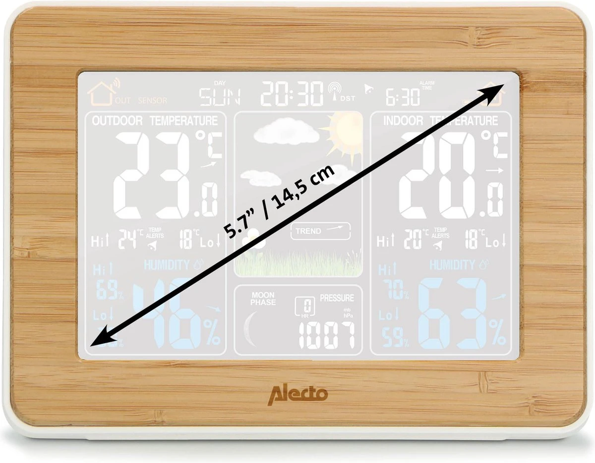 Alecto WS-1560 - Professioneel Weerstation Met Draadloze Buitensensor - Bamboe - Afbeelding 8