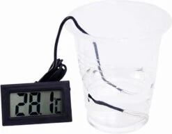 Thermometer Zwart LCD Met Sonde (voor Aquarium E.d.)