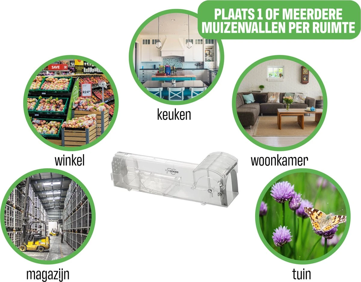Forgoods Muizenval - Diervriendelijke Muizenval Voor Binnen En Buiten - Rattenval - Met Schoonmaakborstel - Model 2023 - Afbeelding 6