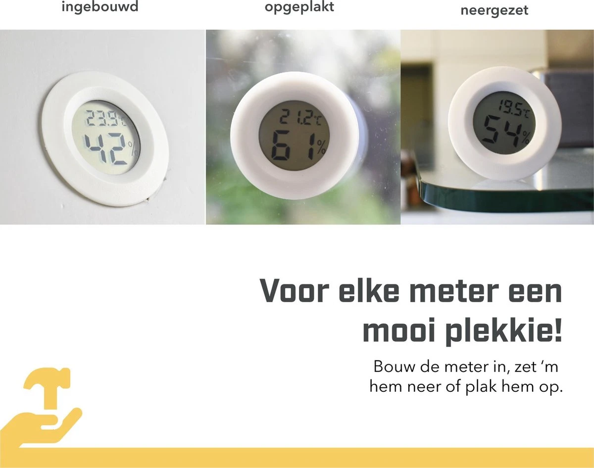 TM2 - Thermometer & Hygrometer - Luchtvochtigheidsmeter Voor Binnen/Koelkast - Wit - Incl Batterijen - Afbeelding 4