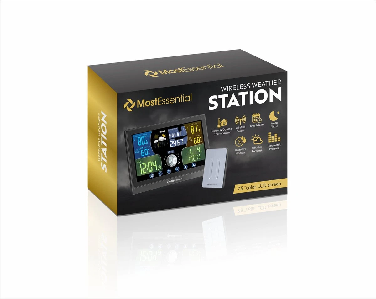 MostEssential Professionele Weerstation - Hygrometer Binnen – Weerstation Binnen En Buiten – Luchtvochtigheidsmeter - Temperatuurmeter Binnen & Buiten - Draadloos - 100M Bereik - PRO VERSIE - Afbeelding 8