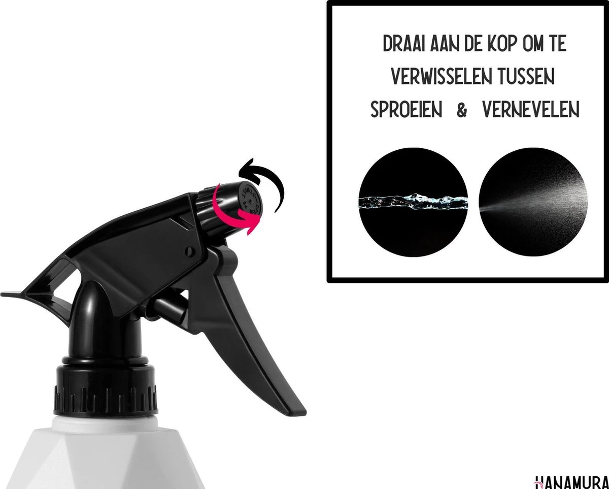Hanamura Plantenspuit – Sprayflacon – Waterverstuiver – Wit – 600ml - Afbeelding 4