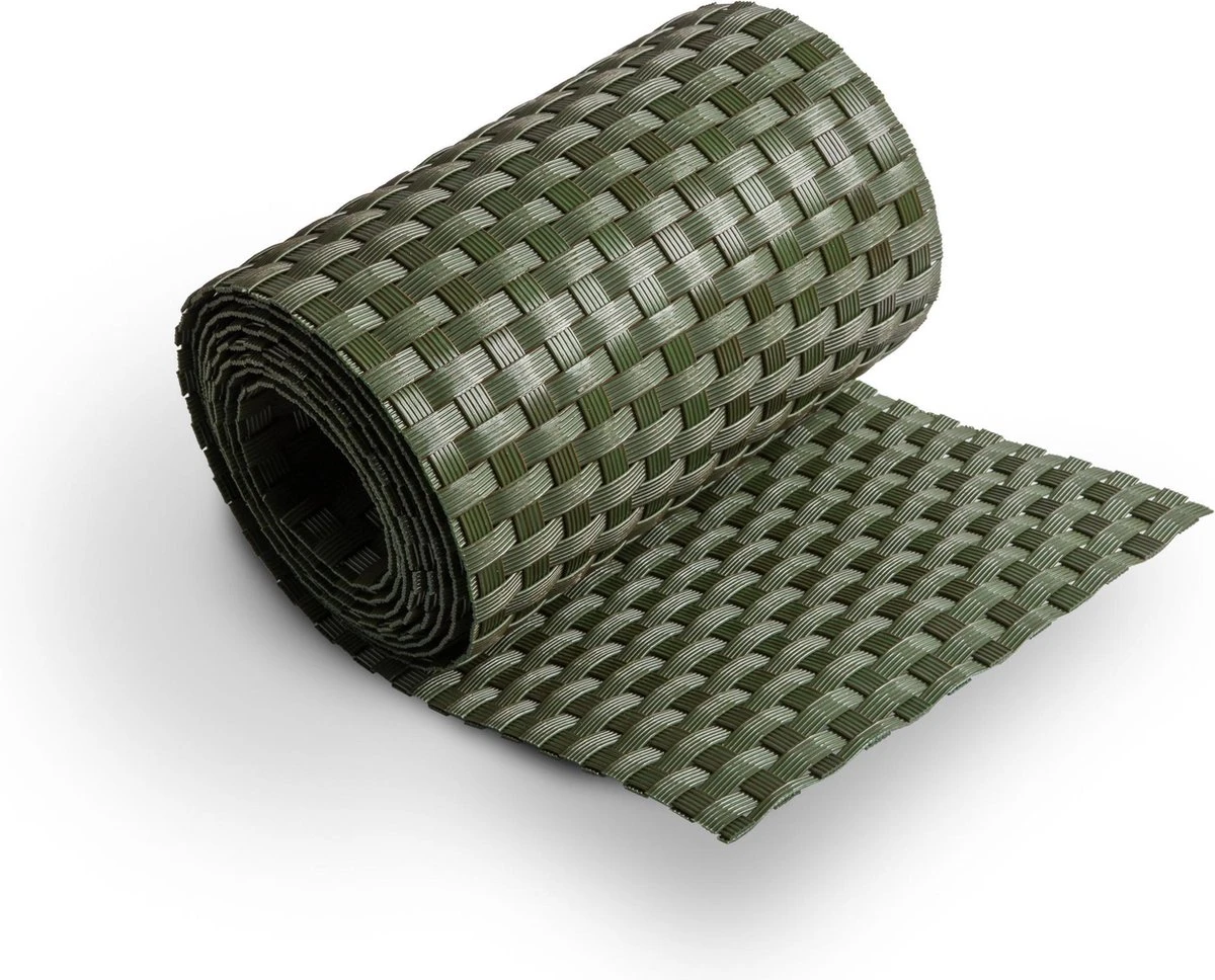 1 Rol Privacyband - Vlechtband Voor DSM Hekwerk Imitatie Rotan Groen 255x19cm - Afbeelding 2