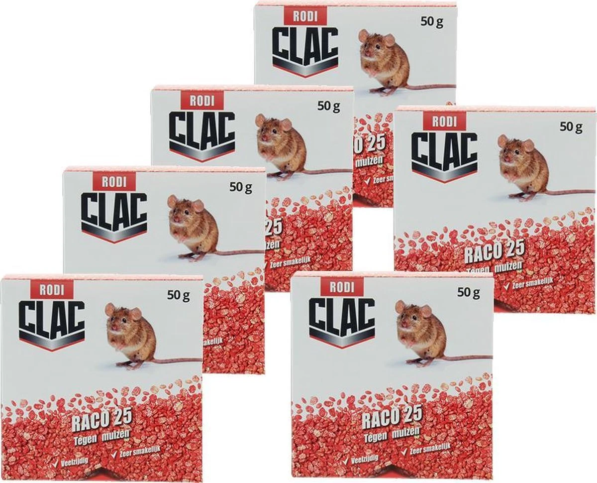 VOORDEEL PAK: 6 Stuks Raco Graan - Muizenkorrels 50gr - Totaal 300gr Muizengif