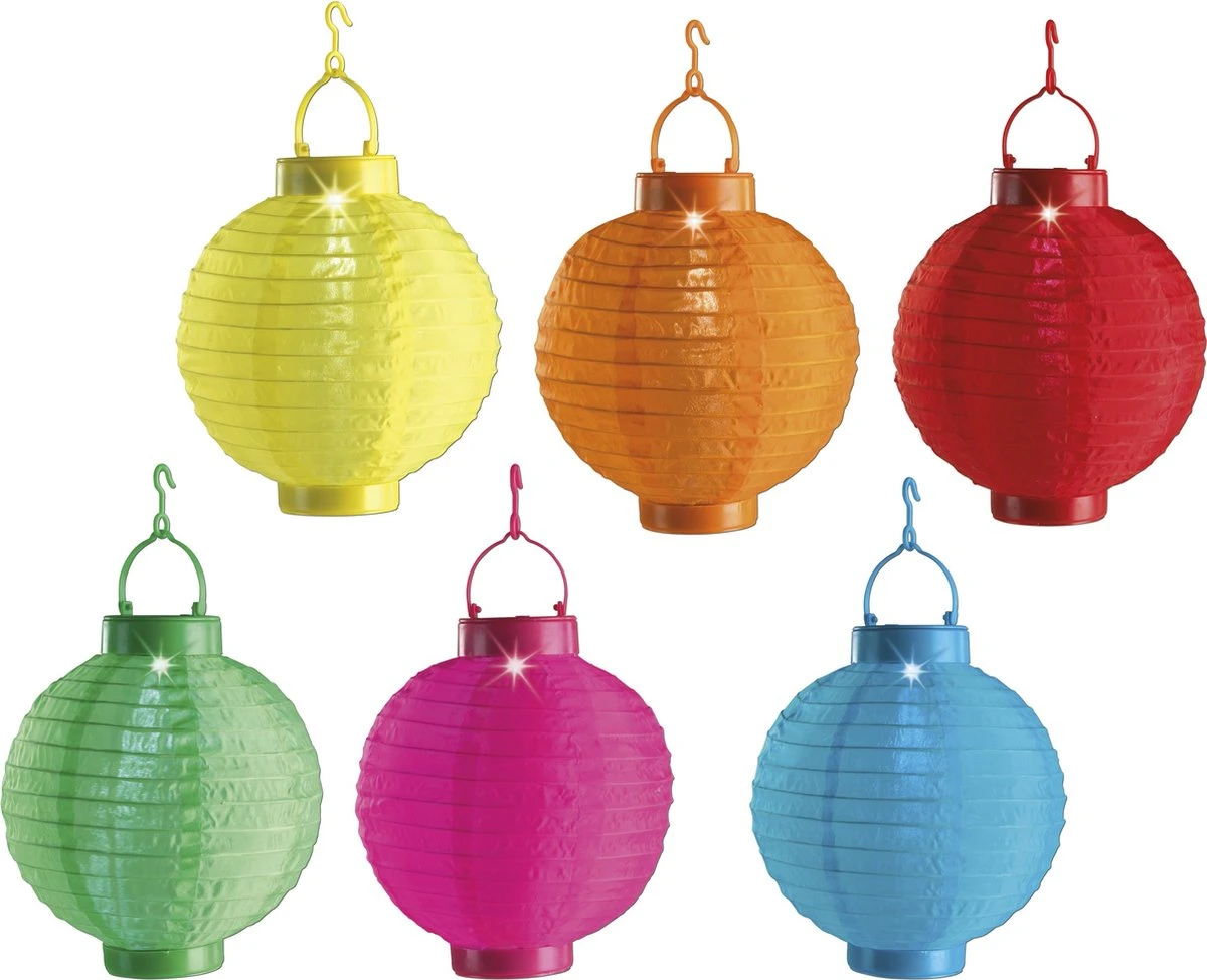 LED Solar - Tuin Lampion - Chinese Lampion - Feestballonnen - Solar Lantaarn - Ø 20 Cm Nylon - 6 Stuks