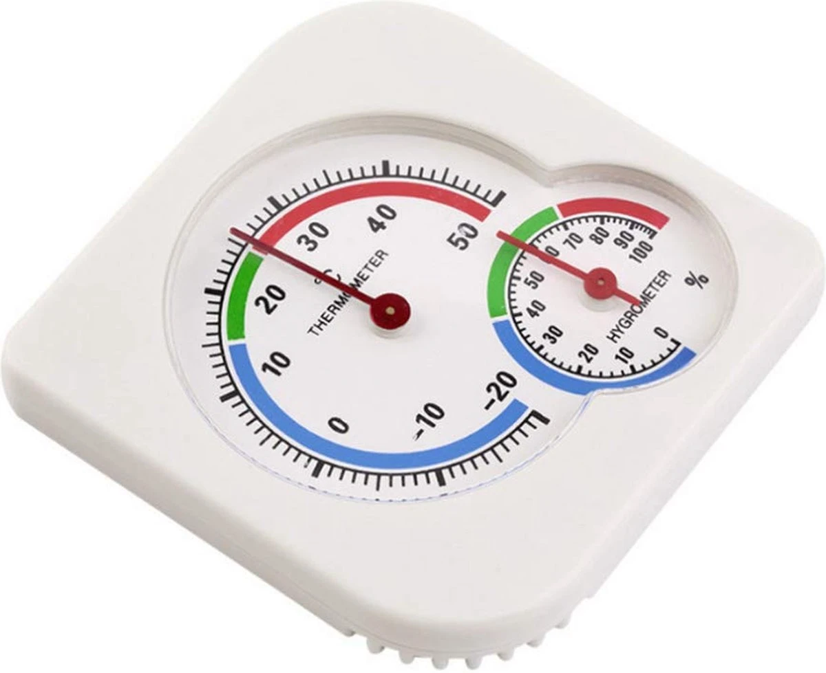 *** Thermometer Hygrometer Analoog - Wit - Kunststof - Van Heble® *** - Afbeelding 2