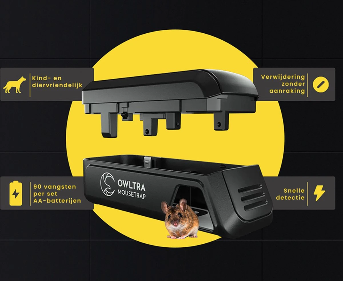 OWLTRA® Elektrische Muizenval - Ongediertebestrijding - Veilig & Hygiënisch - Effectief - Afbeelding 9