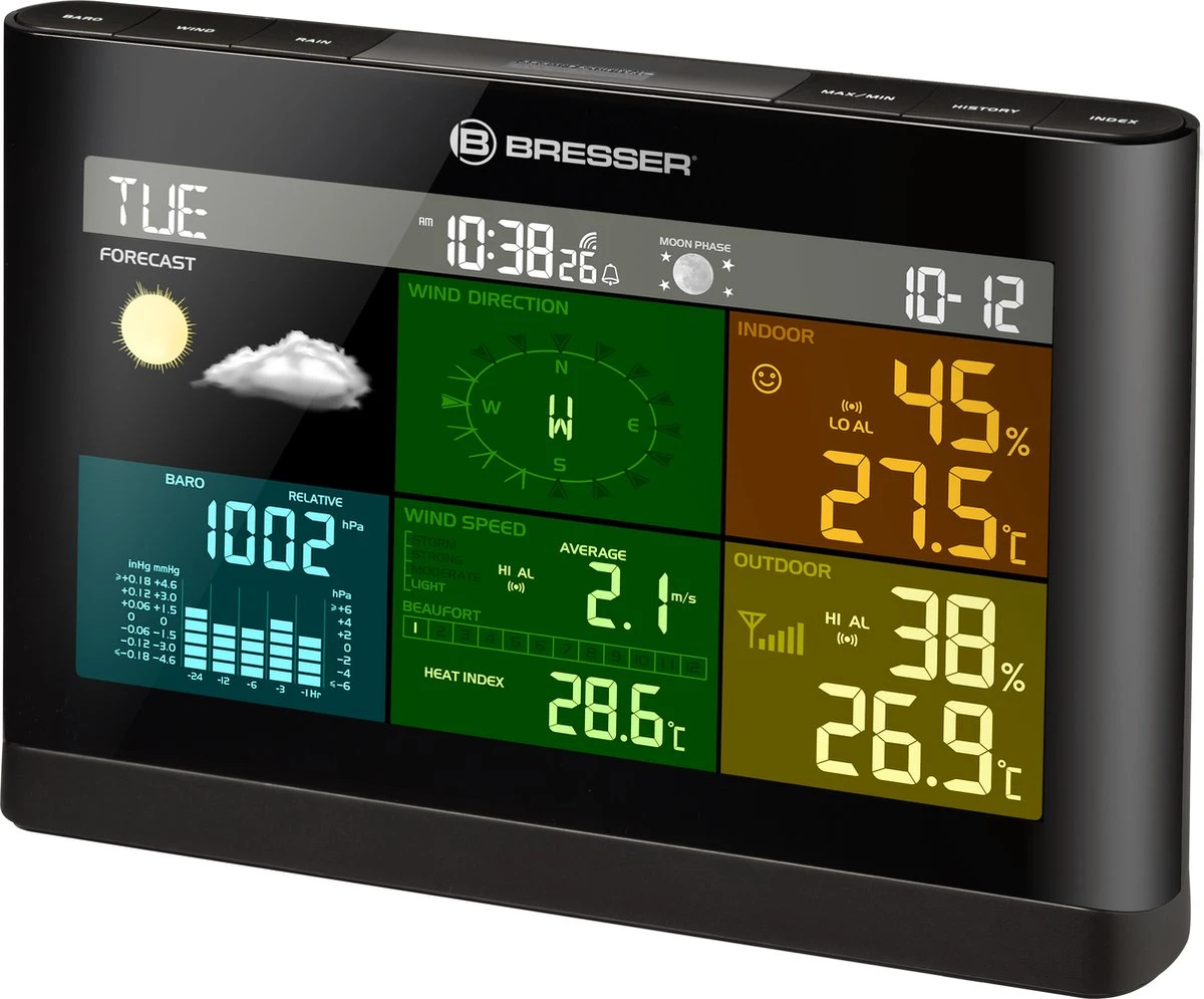 Bresser 5-in-1 Weerstation - Met Multifunctionele Buitensensor - Met Regen- En Windmeter - Zwart - Afbeelding 14