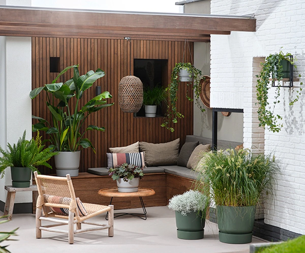 Elho Greenville Rond 30 - Grote Bloempot Voor Buiten - Gemaakt Van Gereycled Plastic - Ø 29.5 X H 27.8 Cm - Blad Groen - Afbeelding 3