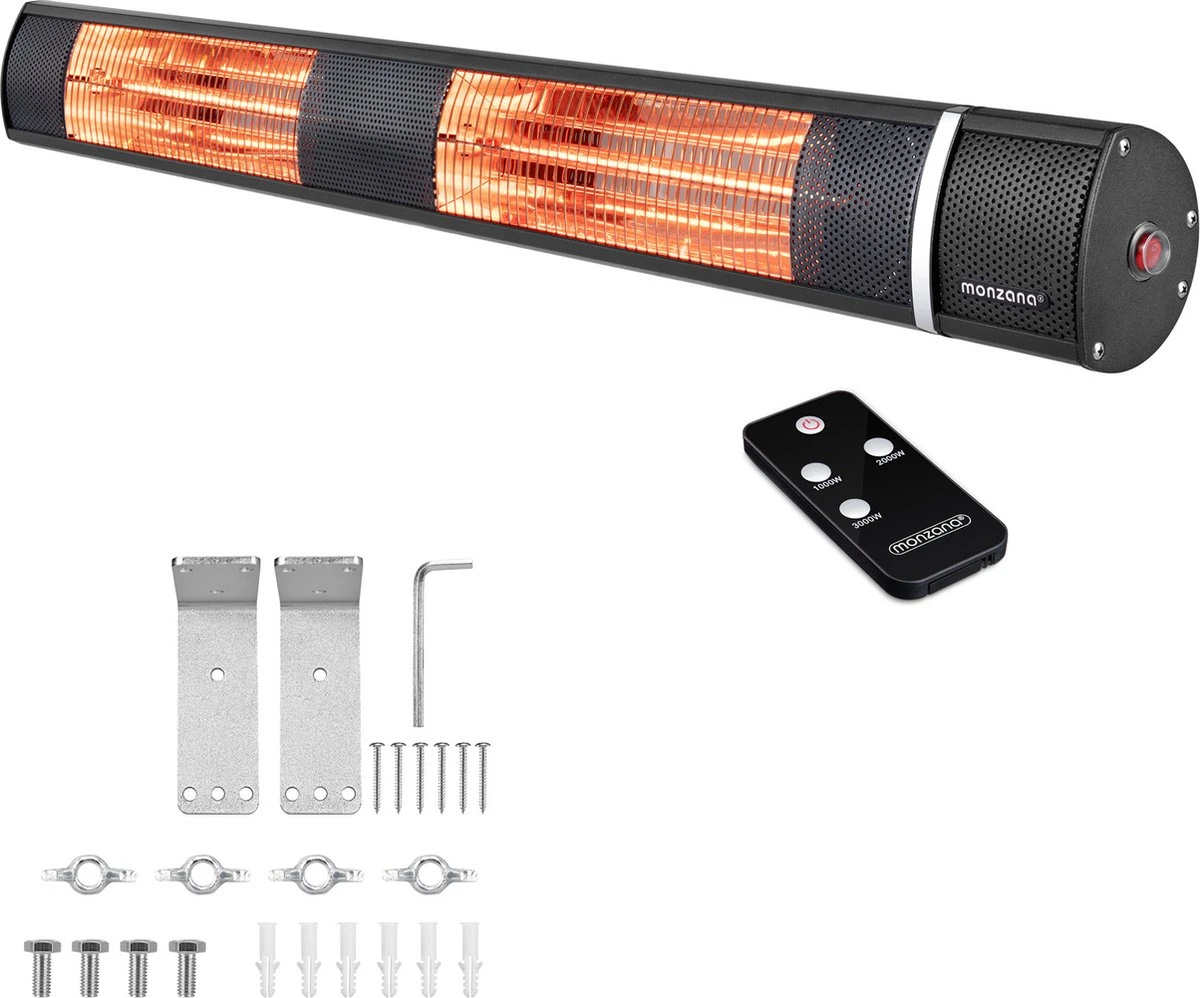 Monzana Infraroodstraler 3000W - 3 Standen Afstandsbediening - Zwart - Afbeelding 10