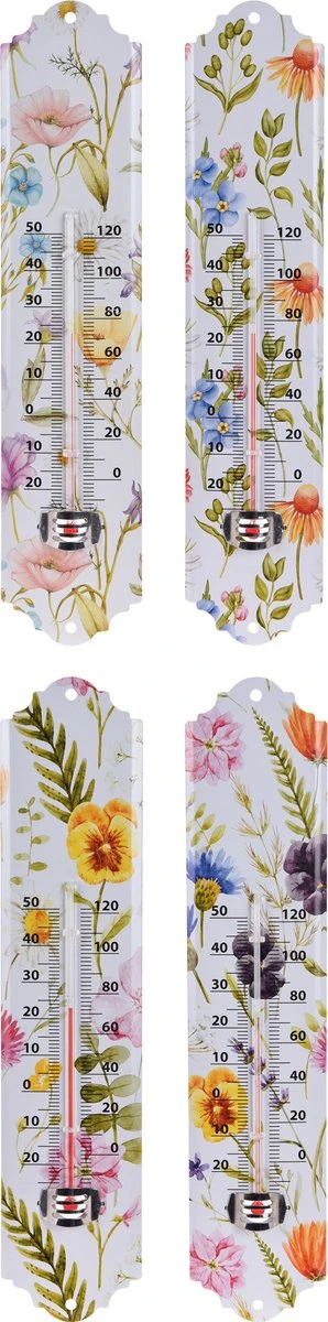 Pro Garden Binnen/buiten Thermometer Metaal Met Lentebloemen/zomerse Print 29 X 6.5 Cm - Huis/Tuin - Temperatuurmeters - Afbeelding 2