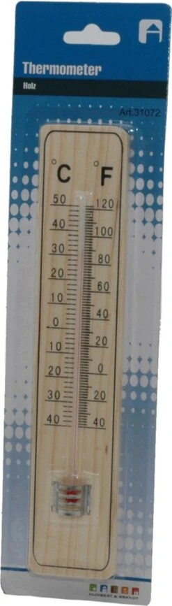 Merkloos Binnen/buiten Thermometer Hout 21 X 4 Cm - Binnen/buitenthermometers