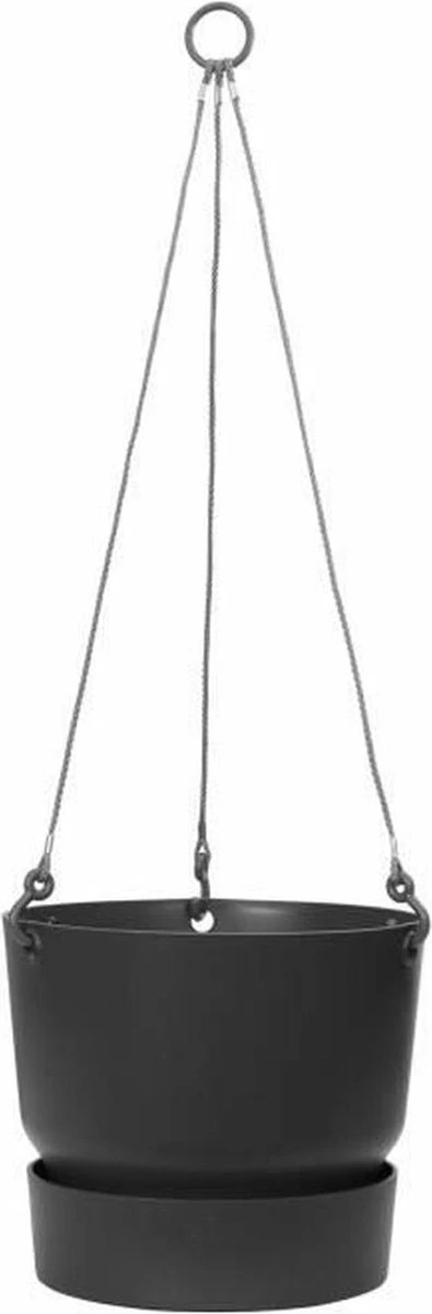 Elho Greenville Hangschaal 24 - Bloempot Voor Balkonbuiten - Ø 23.5 X H 20.5 Cm - Zwart/Living Black - Afbeelding 5
