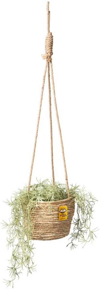Merkloos Plantenhanger 18x15cm Naturel | Hangende Mand | Handgemaakt | Planten-houder / Hang-plant | Planten Accessoires | Hangmand - Afbeelding 5