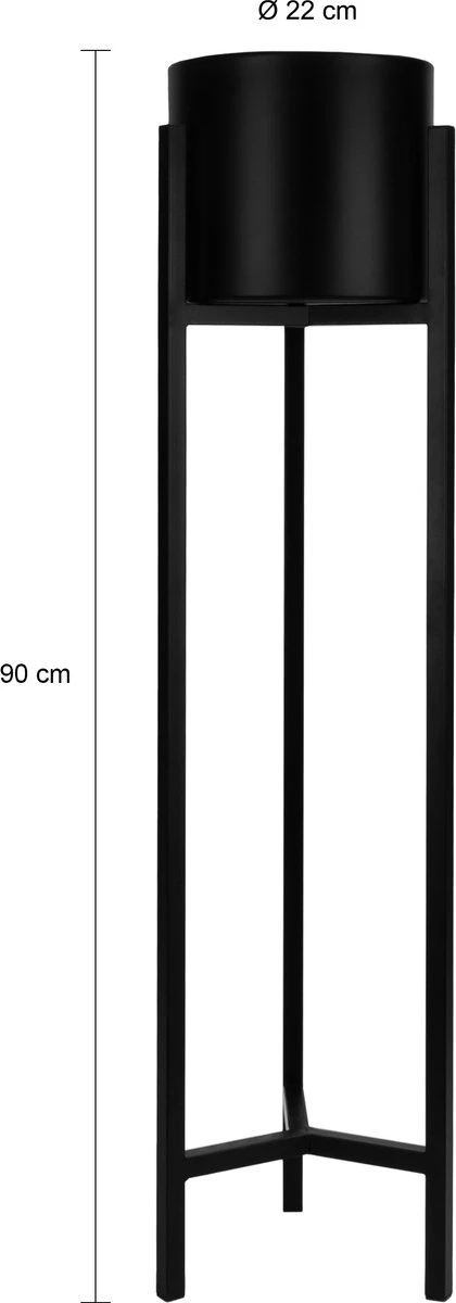 QUVIO Plantenstandaard Inclusief Pot - Staande Plantenbak - Metaal - Plantenbak - Plantenhouders - Planten Zuilen - Voor Buiten - Bloempot - 22 X 22 X 90 Cm - Zwart - Afbeelding 5