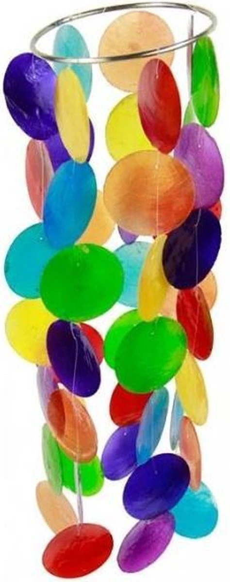 Yogi & Yogini Naturals Chakra Windmobiel Multi Kleuren Capiz Schelp Klein - 35 Cm - Schelp - Meerkleurig - M