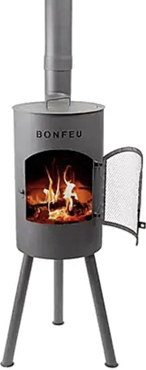 BonFeu Bongiano SP Zwart Tuinhaard - L 30 X B 30 X H 142 Cm - Staal - Zwart - Tuinhaard - Terrasverwarming - Terrasverwarmers - Tuinkachel - Terraskachel - Houtkachel - Kachels - Afbeelding 8