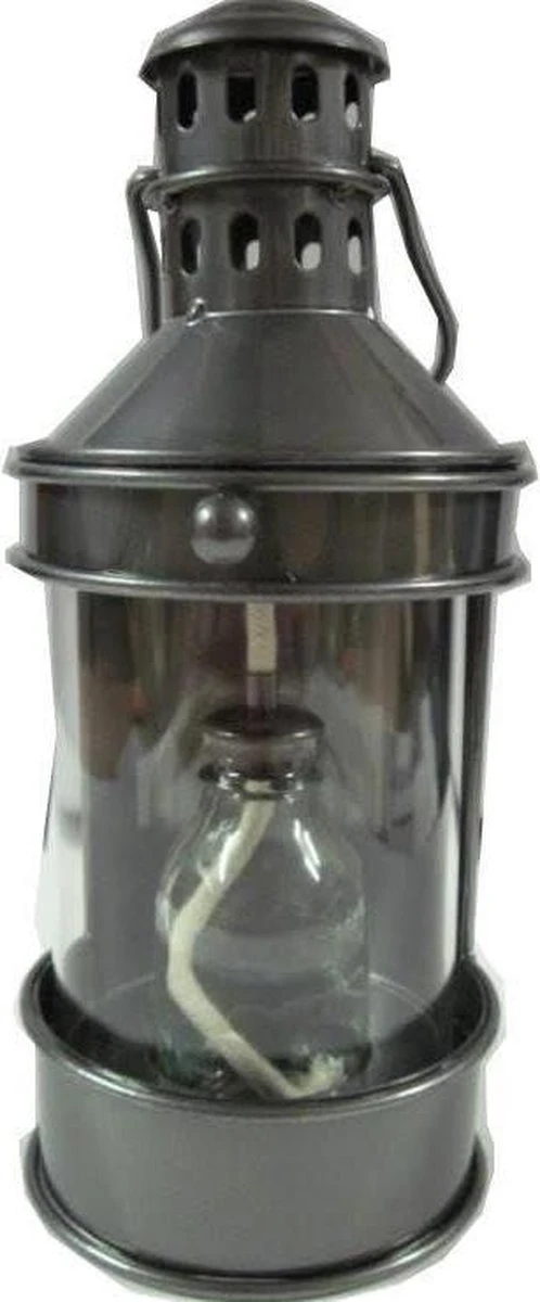 Windlicht - Olielamp - Lantaarn Met Olielamp L - Metaal - 28x12cm - Afbeelding 2