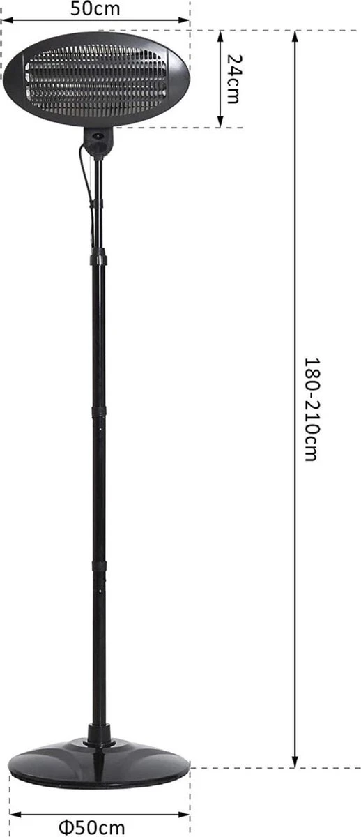 MaxxGarden Terrasverwarmer - Elektrische Verwarming - Terrasverwarmer - In Hoogte Verstelbaar - 3 Warmtestanden - Wandmodel - Max 2000W - 59x58x21cm - Afbeelding 5