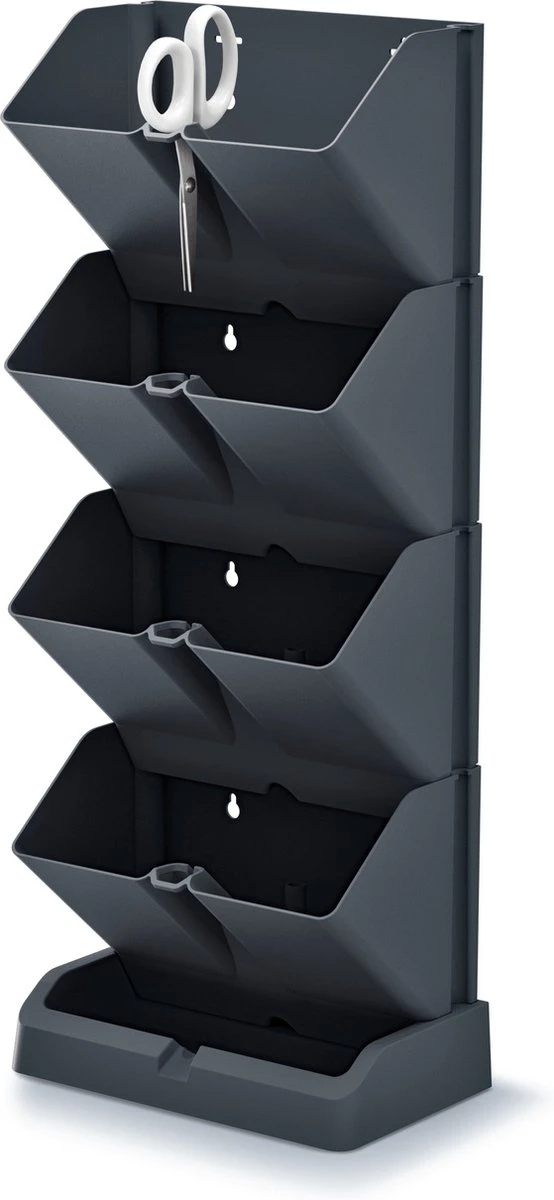 Prosperplast Verticale Kruidentuin Kunststof - Staand/hangend - Modulair - Antraciet Grijs - L 20 X B 11 X H 48 Cm - Incl. Kruidenschaar