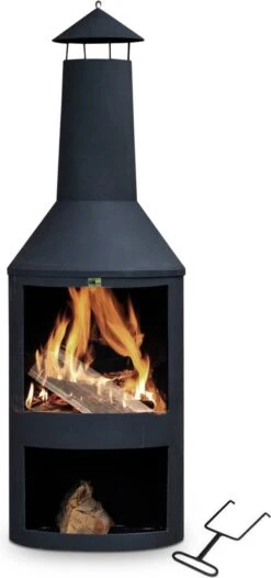 MaxxGarden Tuinhaard Grieks Fenix - Terrashaard - Vuurkorf - BBQ - Terrasverwarmer - Terrasverwarming - Sfeerhaard - 45 X 134cm - Zwart