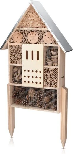Navaris XL Insectenhotel - 38 X 11,5 X 57 Cm - Insectenhuis Van Bamboe En Hout - Nestplaats Voor Bijen, Vlinders En Lieveheersbeestjes