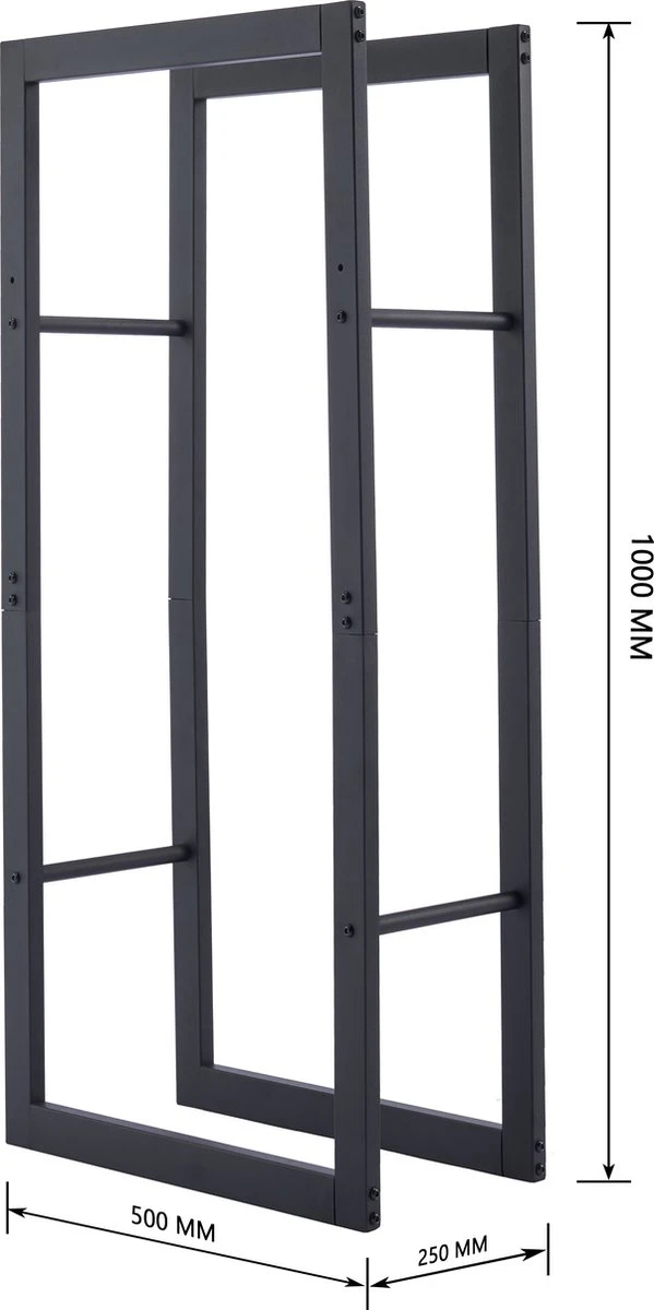 Lendo Online Brandhoutrek 50x25x148cm + Draagtas– Binnen En Buiten - Haardhout Opslag – Haardhoutrek – Houtopslag – Metaal - Afbeelding 7