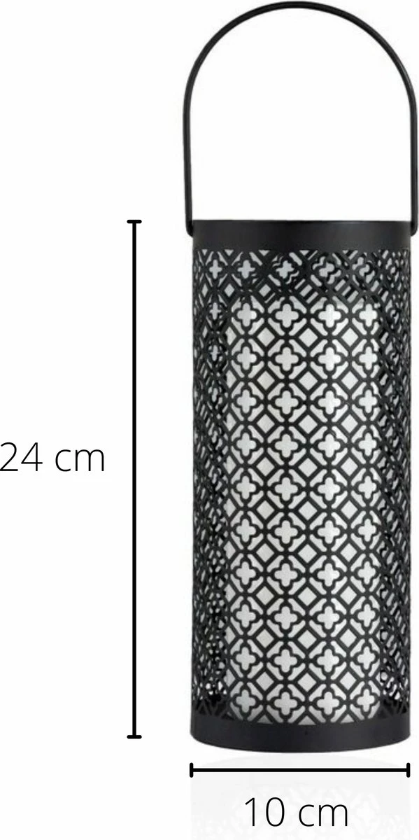 Oosterse LED Tafellamp Lantaarn Voor Binnen En Buiten - Draadloos Op Batterijen - Zwart - Afbeelding 7