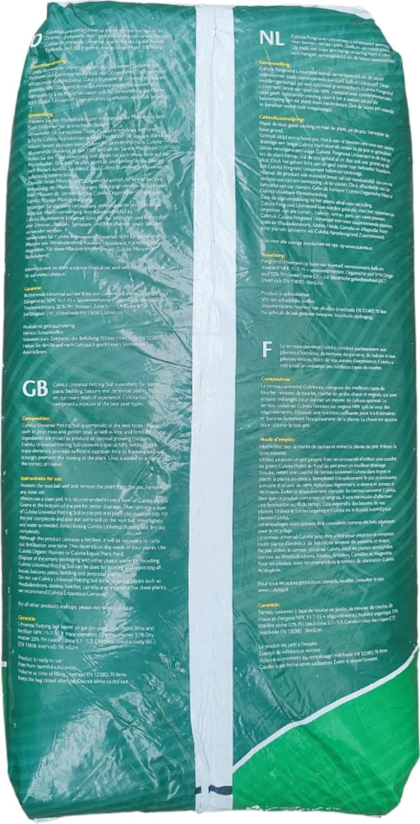 Culvita Universele Potgrond 70 L Inclusief 2 Maanden Plantenvoeding - Universele Potgrond Voor Kamerplanten En Buitenplanten - Potgrond Universeel 70 Liter - Afbeelding 2