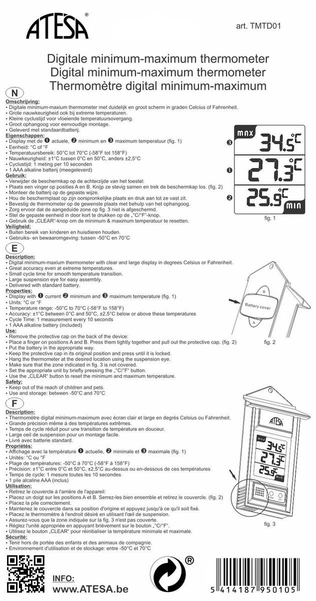 Atesa Digitale Minimum-maximum Thermometer | TMTD01 - Afbeelding 3