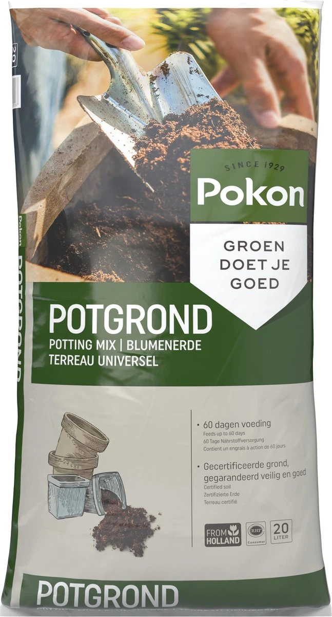Pokon Universele Potgrond - 20l - Voor Binnen En Buiten - 60 Dagen Voeding - Potgrond Universeel
