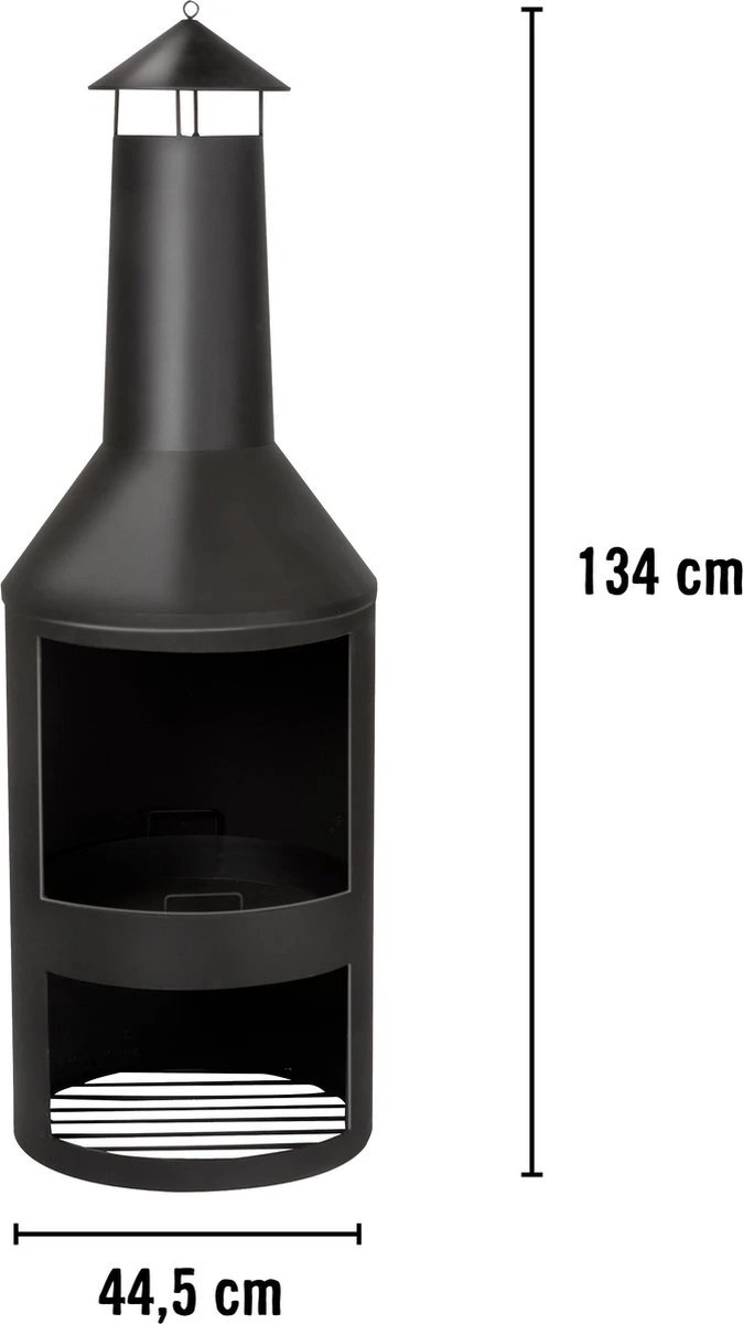 BBQ Collection Terrashaard - Met Schoorsteen - Houtkachel - 134 X 44,5 CM - Inclusief Pook - Zwart - Afbeelding 3