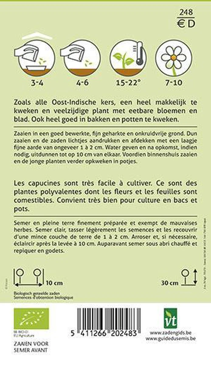 Oost-Indische Kers Lage Bio, Heel Makkelijk Te Kweken En Veelzijdige Plant Met Eetbare Bloemen En Blad - Afbeelding 2