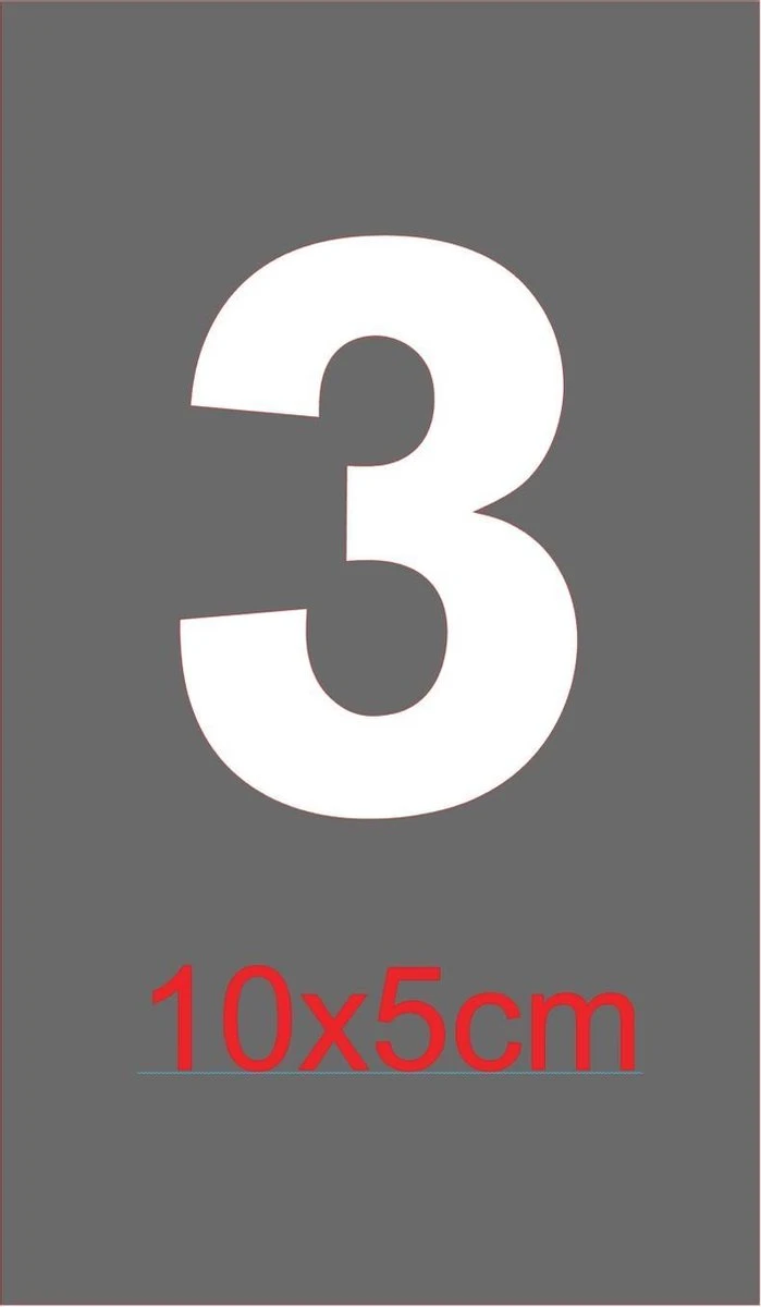 Merkloos Cijfersticker - Wit - 10 X 5 Cm - Kliko - Brievenbus - Deuren - Containers - Voorraadbakken - Ramen - Nummer 3