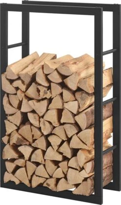 Brandhout Rek Houtopslag Täby Zwart 60x25x100 Cm