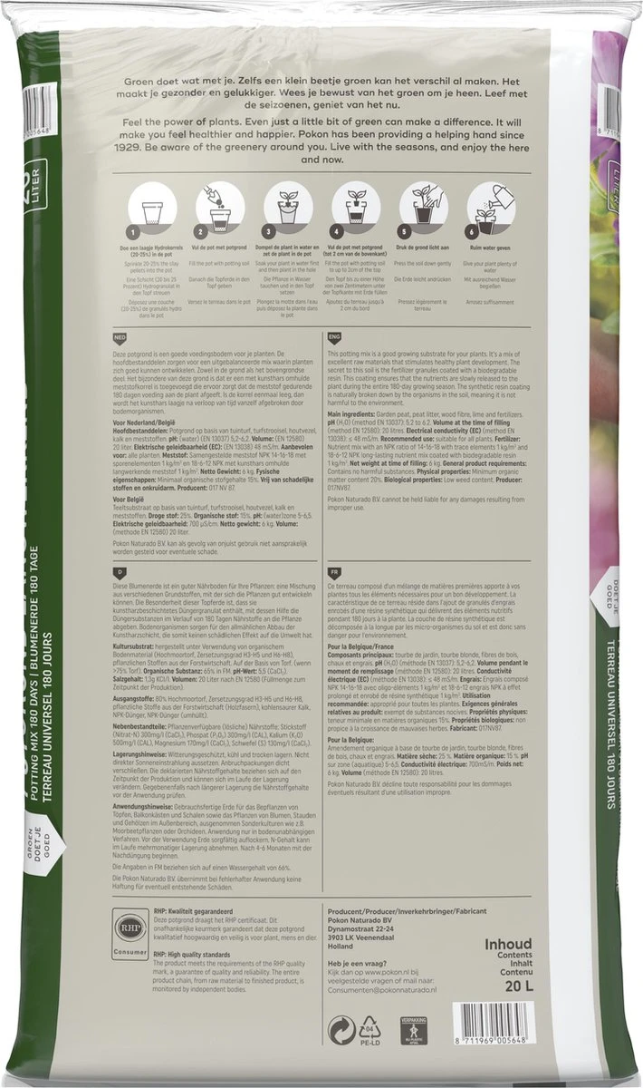 Pokon Potgrond Langwerkend - 20l - Universele Potgrond - 180 Dagen Voeding - Afbeelding 5