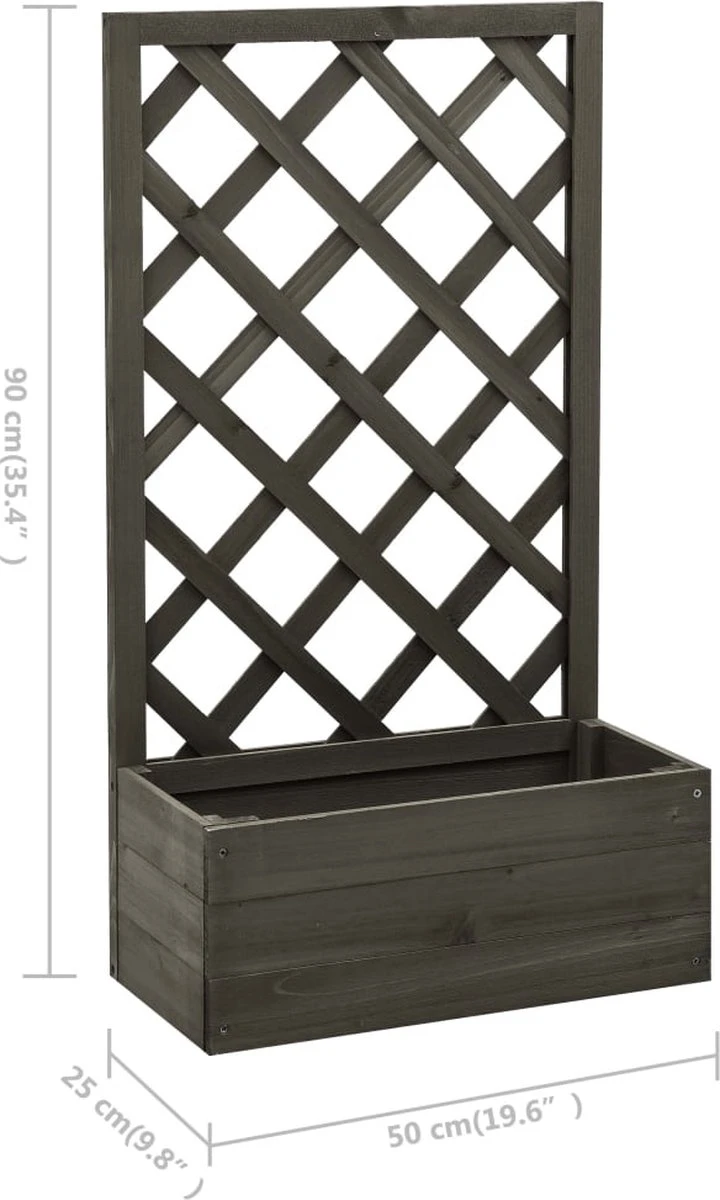 VidaXL Latwerkplantenbak 50x25x90 Cm Massief Vurenhout Grijs - Afbeelding 2