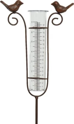 Decoris Regenmeter Met Vogels Van Polyresin L18-W5-H115cm Bruin