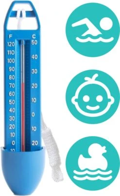 Zwembad Thermometer - Blauw Met Touw - Water Thermometer - Voor O.a. Babybad, Bad, Zwembad, Bubbelbad